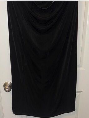 Draped Black Maxi Skirt — Sleek Everyday Elegance